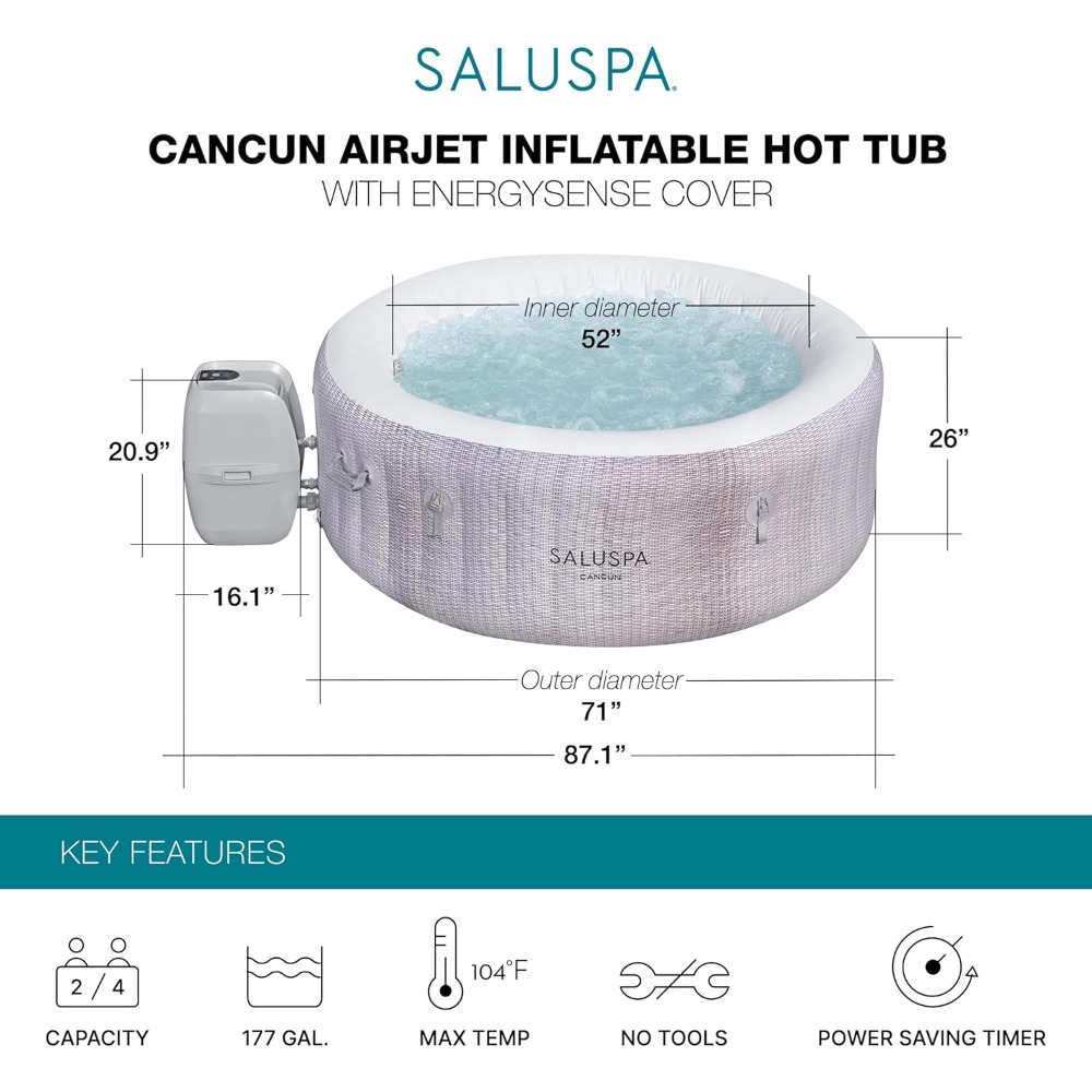 SaluSpa Cancun 2-4 Person Infl - Inflatable Hot Tub recension och pris