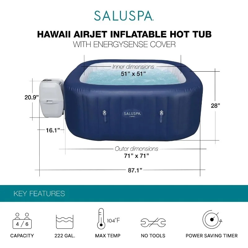 SaluSpa AirJet 4 to 6 Person I - Inflatable Hot Tub recension och pris