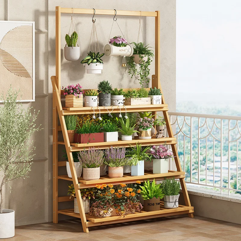 Solid Wood Flower Shelf Plant  - Outdoor Furniture Wood recension och pris
