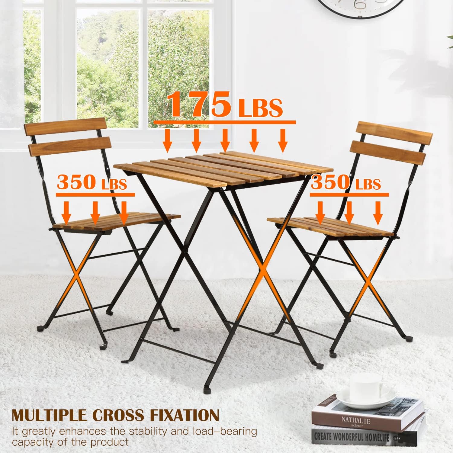 Natural wood 3-piece folding p - Outdoor Furniture Wood recension och pris