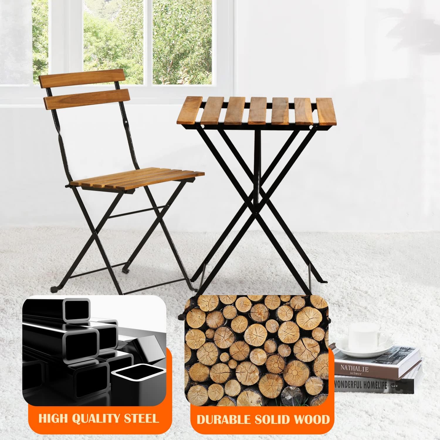 Natural wood 3-piece folding p - Outdoor Furniture Wood recension och pris