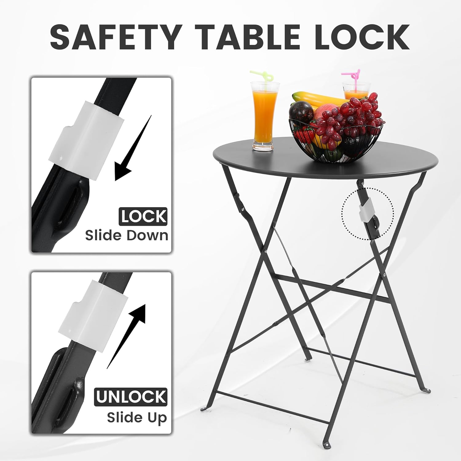 Space-saving black 3-piece fol - Outdoor Furniture Table And Chairs recension och pris